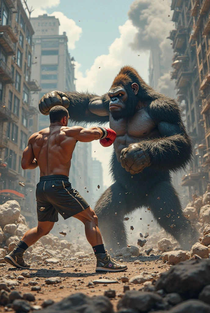 boxer beating gorilla