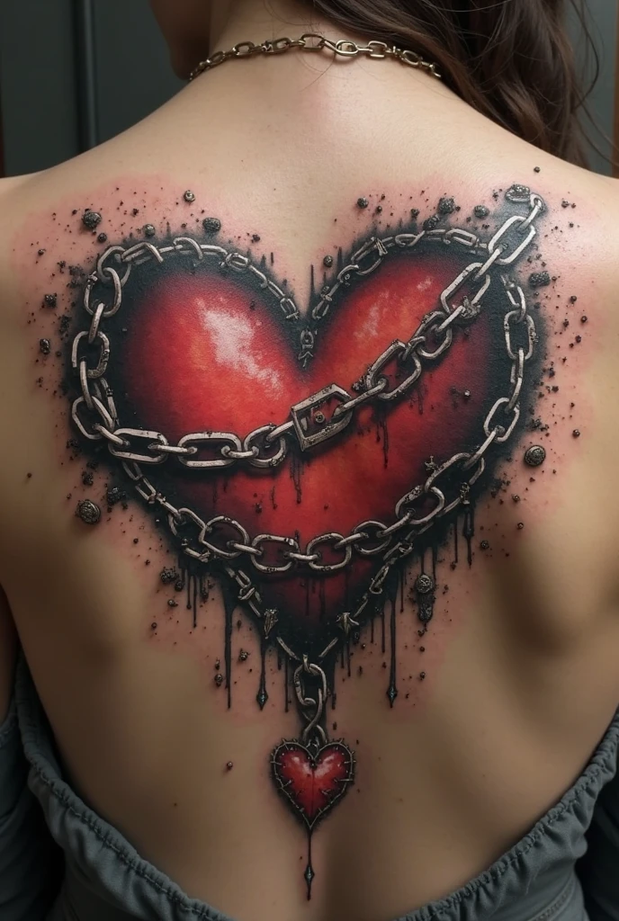 Heart tattoo combined with engine 