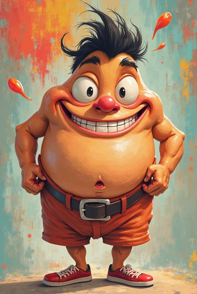 A dwarf wearing a red thong looking funny