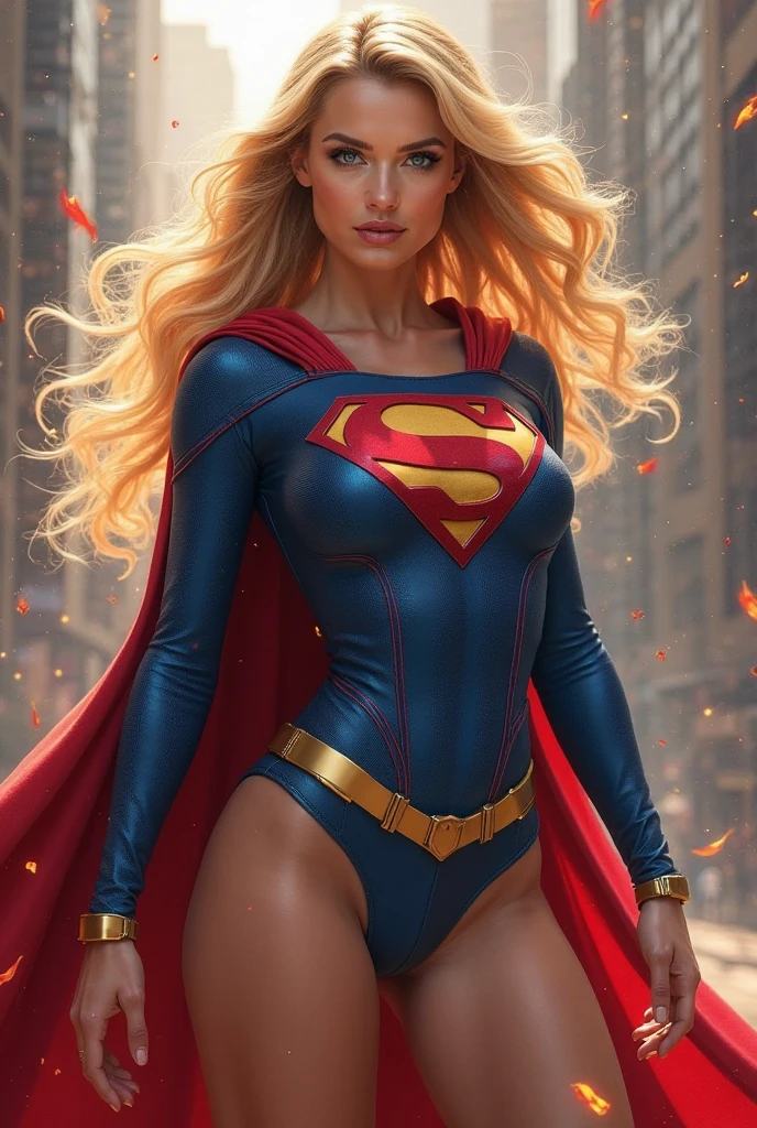 (superman grabbing supergirl, blonde hair), huge breasts, torn clothes, shirt rip, thick outlined, masterpiece, best quality, 8k, official art, sharp focus, detailed, woman superhero, high leg leotard, very long hair, panties aside, leotard aside, by J. Scott Campbell, charliebo artstyle, large insertion, size difference, large penis, sex, vaginal, stomach bulge, belly, [inflation], 1boy, 1girl,