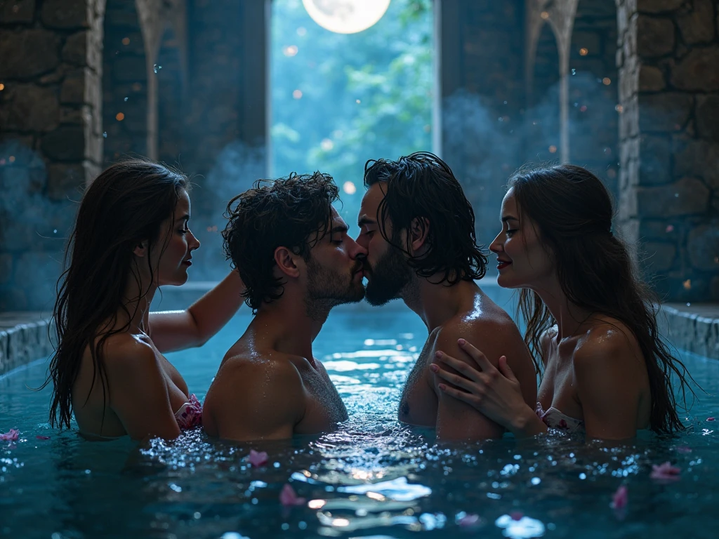 Bolsonaro kissing Lula in a candlelit jacuzzi
