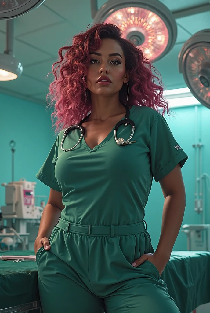 (muste piece, highest quality)((8k)),full body ,colored tattoo,super detailed, Doctor surgeon,muslem girl,arab girl ,blue eyes ,photorealistic,dark bronze shiny skin,beautiful female model,(( surgeon,Surgical green gown, blouse,arabic traditional dress,traditional bra , turban )) big tits, whitestockings, perfect face, beautiful face, attractive, big gorgeous ass,very big tits,big ass,maldive ((in surgery room)),thin waist, open leg ,horny ,horny, (shiny skin), she is wet and intimate, she has a submissive expression, direct eye contact, hyperrealistic, unreal engine 5,Suggested pose, 8K