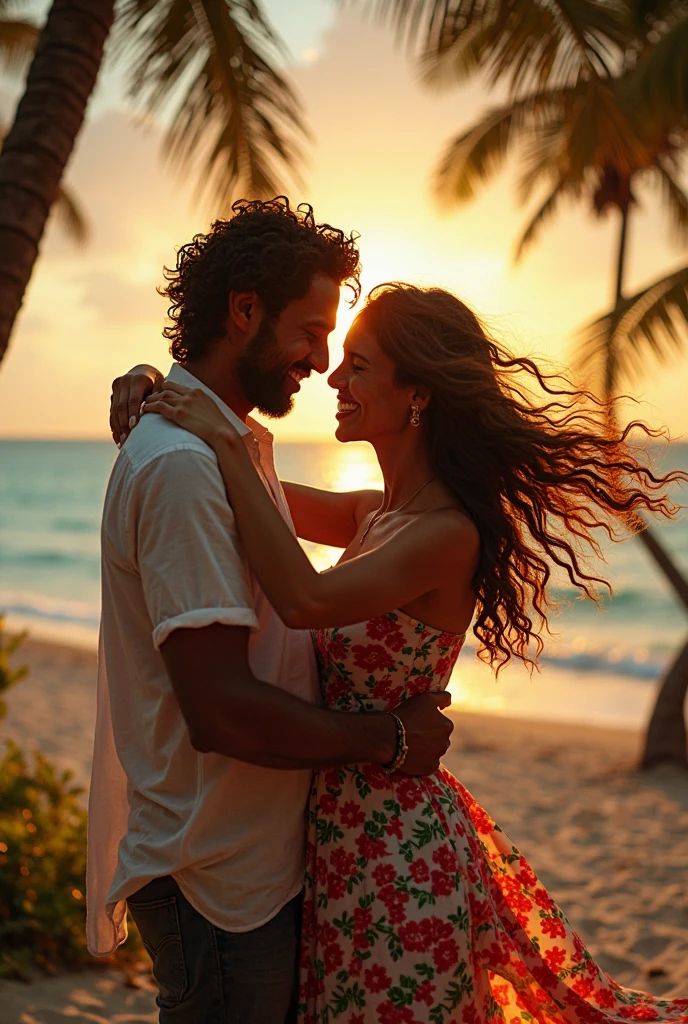 Victor Hugo Meneses on the beach with Maria Camila Soto David