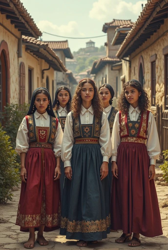 6 children from the viceroyalty of Peru talking in the form of a drawing