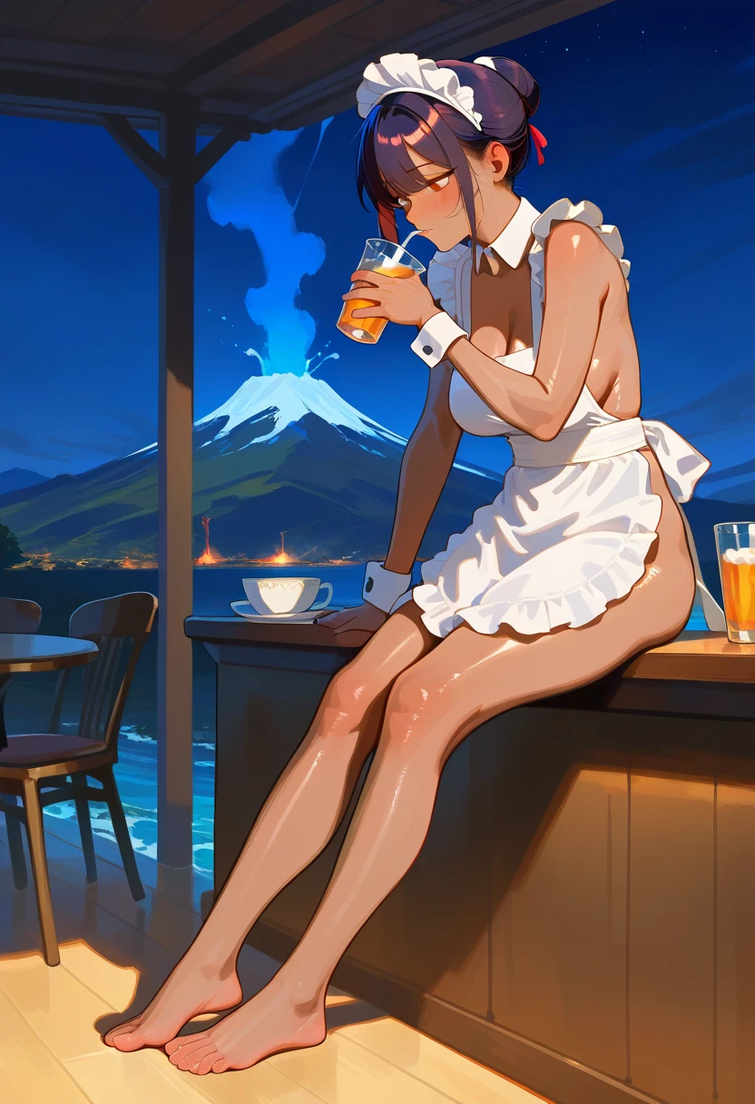 Short hair outdoor fair skin disheveled hair open mouth japanese woman, Super cute, soft face, brown hair, 8K resolution, Surreal, super clear, Soft body toned ass night, A small cup ((Highest definition, 8k, masterpiece: 1.3)), super clear Face, super clear Lips, beautiful eyes, double eyelids