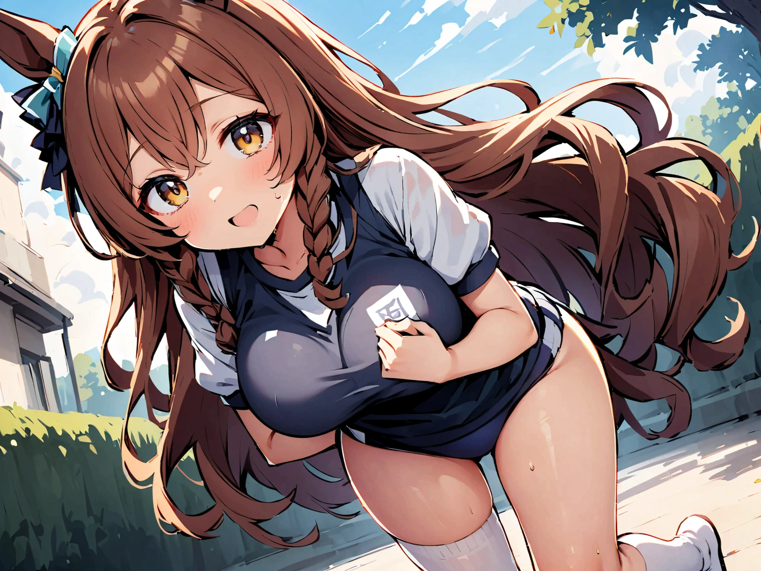 (8k, RAW photo, best quality, masterpiece, highres, absurdres, ultra detailed:1.3), (Photography, realistic, photo-realistic:1.4), (beautiful natural lighting, beautiful deatailed shadow, beautiful detailed glow :1.4), atmospheric, white background, close up, straight-on, (circle around icon:1.5),
BREAK 1 beautiful girl, (Cute: 1.5), (Chibi: 0.5), (kawaii: 2), (Loli: 0.8), (17 years old girl), (17 years old girl), Very Detailed, Colourfull, Highest Details, BREAK, (Huge Breasts: 1.35), Clear Skin, Beautiful skin, shy skin, (brown hair: 1.75), (fluffy big cat ears, ponytail, long hair: 1.45), (light blue eyes, long eyelashes, double eyelids: 1.25), solo, gleaming skin, clear skin, beautiful skin, (expressionless: 1.45),
BREAK
open mouth
BREAK
(girl wearing red jersey:1.2), (white sneakers:1.1),
BREAK,
, (background is school playground, holding a binder, standing, Refreshing sunlight, sweat, smile,leaning forward:1.65) ,
BREAK wakame,wakame,wakame,(cowboy shot, from front:1.4), BREAK manga illustration,manga style,