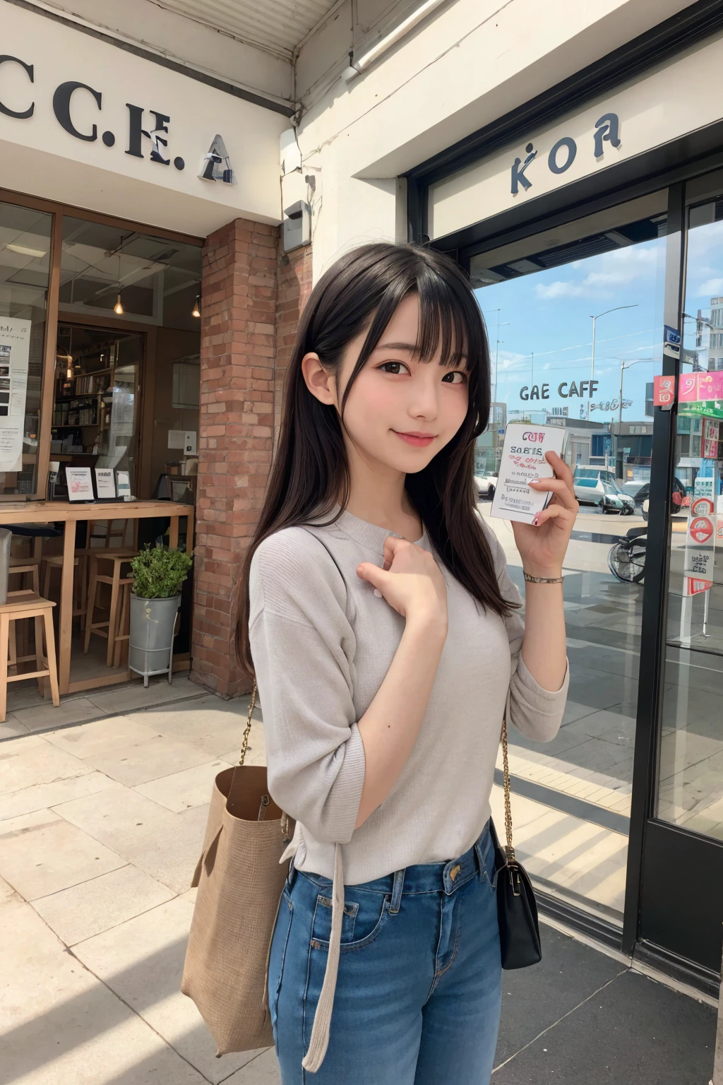 ((Highest quality)), ((masterpiece)), (detailed), Japanese,Street Corner,Beauty,OL,cute