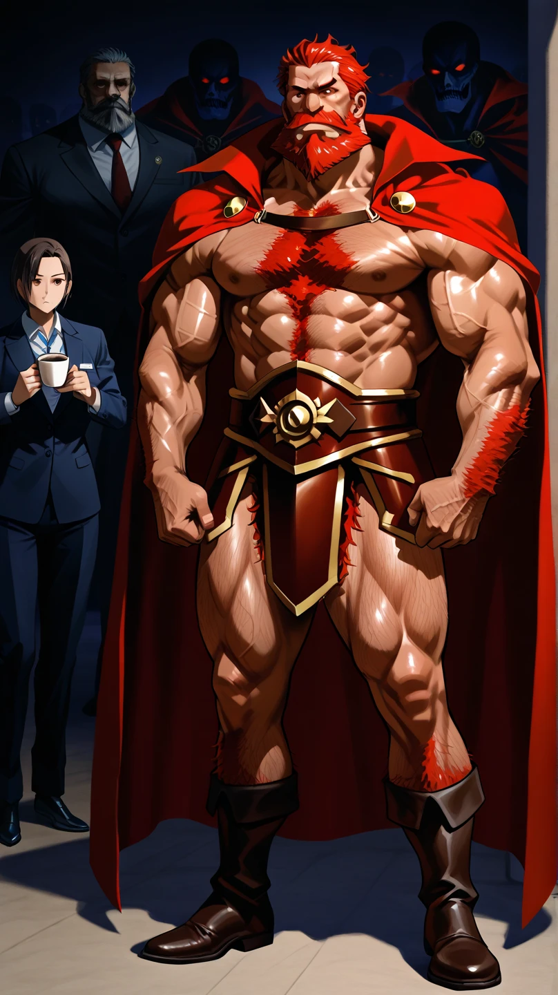 ((One boy)Huge muscular big dick old man in armor、Tiaozi) At the hot spring((One girl) Woman in a suit)