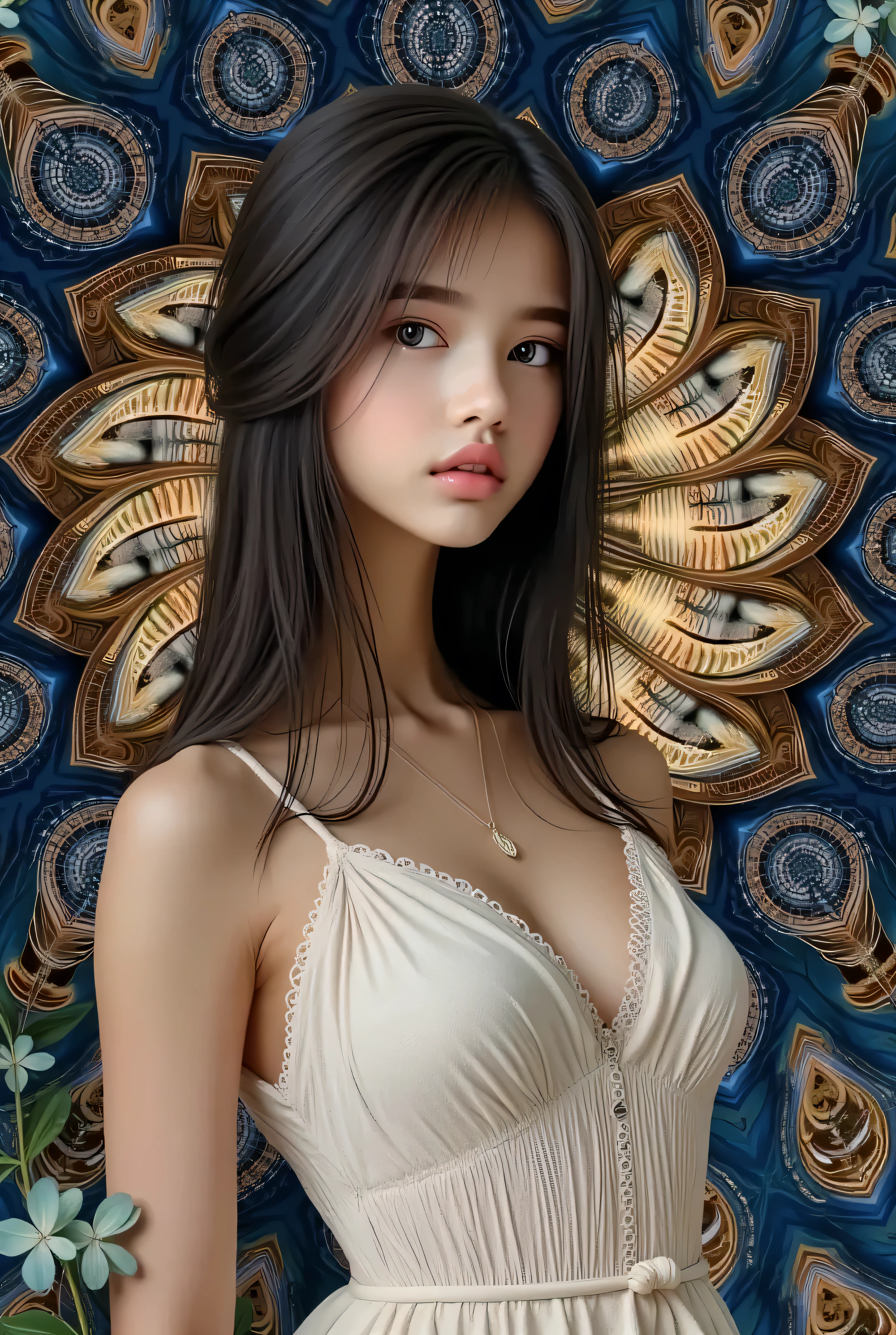 official art, highest details, beautiful and aesthetic, fractal art, colorful,
masterpiece, best quality, 1girl,  <lora:kwFemaleBeta42_SDXL_v1:1>, asian,cleavage