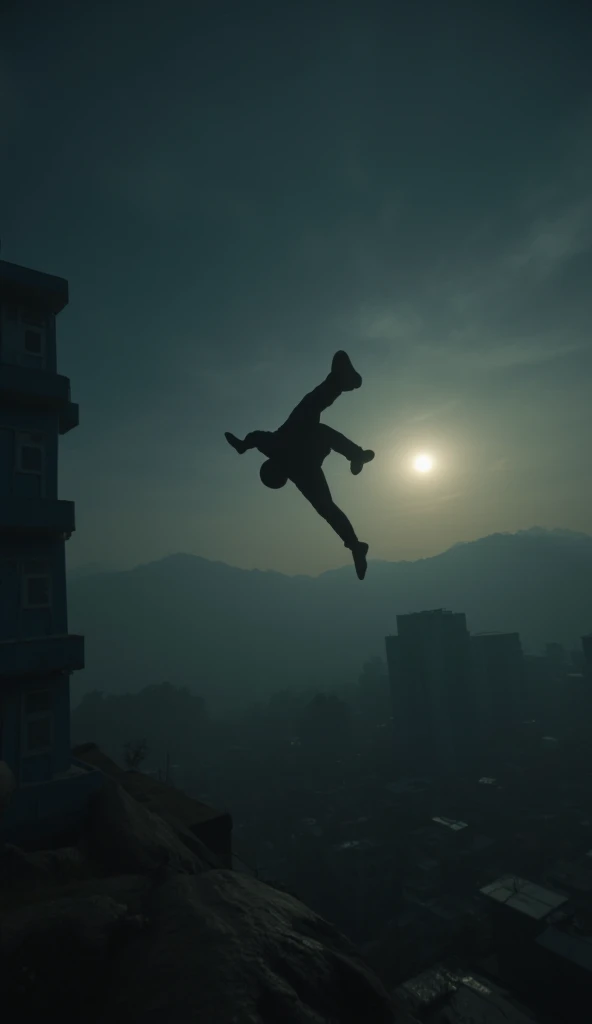 upside down world where humans are falling from a blood red sky with shooting stars destroying a monumental post apocalyptic city, masterpiece, best quality, hyper detailed, ultra detailed, ultra high definition, 8k, unreal engine 5, super sharp focus, intricate masterpiece art, golden ratio, popular on artstation