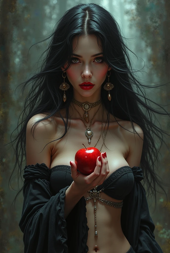 Sexy art by (Apterus:1.5) style. A The beautiful sexy one head (1girl:1.1) (licks:1.4) the strawberries sticking out her tongue, in a dark cyberpunk room. Amazing is the best Apterus epic illustration in the world.