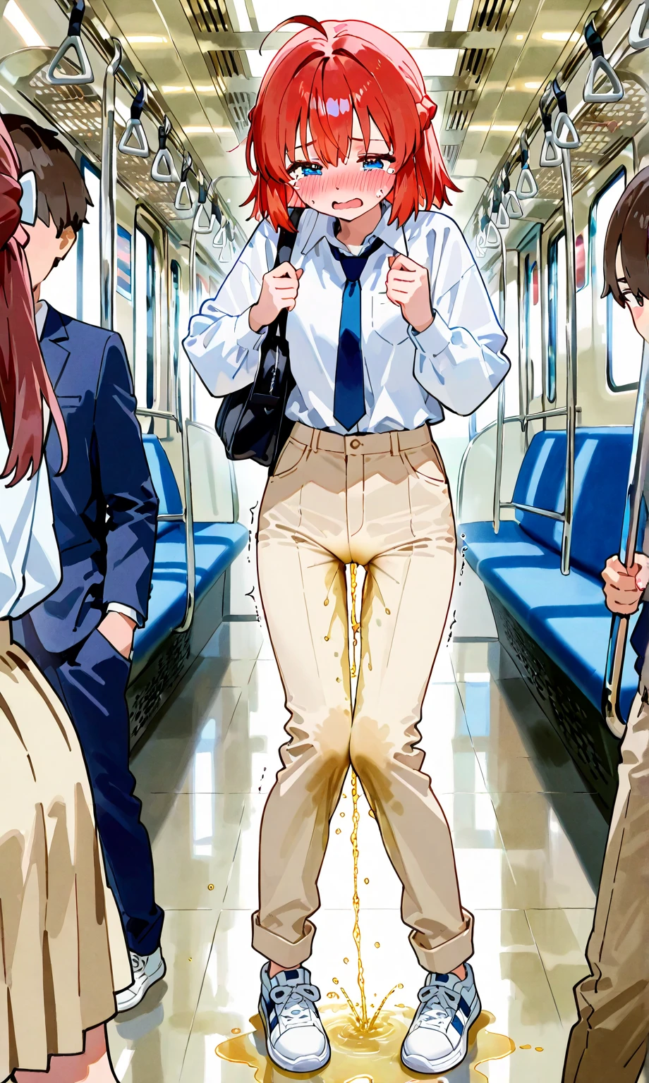 shirase sakuya,Multiple penises,Roll up your sleeves,Slender and sexy woman,penis ,Black thigh-high boots,Beige jean shorts,in the train,Multiple men,,put your hands behind your back,Sex,Creampie,A lot of semen,profile,ponytail,Cum on thighs,