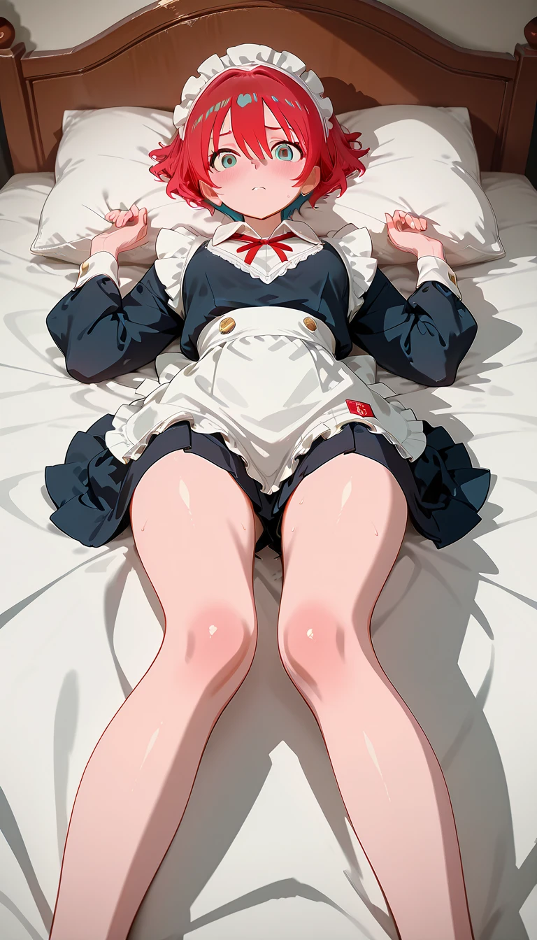 score_9, score_8_up, score_7_up, source_アニメ, masterpiece, 1girl, (work), blue dress, white sailor collar, red bowtie, white long sleeves, full body, from above, looking at viewer, indoors, open mouth, (Completely flooded)、The whole body is immersed in water、Transparent pool, White knee-highs、Water Play, Primary school students、Skirt fully open、Long wide skirt、cute、blush、Watery eye、Lots of water、Wet、((The skirt spreads over the water surface.))、(Drowning)、