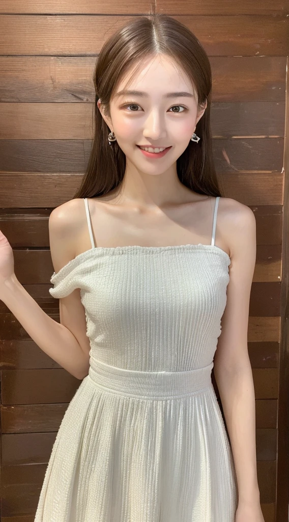 NSFW、(((High resolution))、8K、(In detail))、(Highest quality)、Beautiful girls、beautiful girl、笑顔の可愛いbeautiful girl、とても魅力的なbeautiful girl、(The bikini is a halter neck with a string)、((White string panties、Salonpas))、blue sky、Cobalt Blue Sea、White sand beach,(((Your smile is cute,)))、((:1.5))、Super cute lolita idol、Frolng expression、(Brown Hair、Top knot for medium length hair,)、(((Beautiful girl in a white dress, Transparent muscle)))、(Slender body and beautiful breasts)、(Well-formed and elegant face、amount)、(Show off your thighs、Stretch your legs)、Semi-nude、NSFW 、可愛いbeautiful girl、とても美しいbeautiful girl、tits