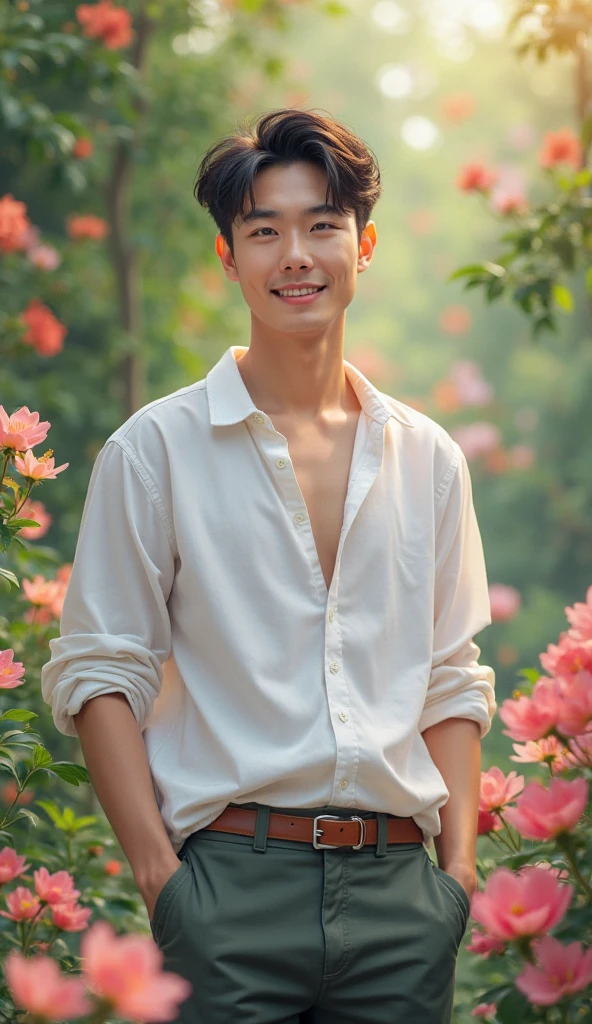 photorealistic, best quality, masterpiece, extremely detailed, sexy, homoerotic, extremely handsome, youthful, 25 year old muscular korean man, fair skin, (((muscular bodybuilder))), (((massive thighs))), wearing a small white thong, sitting and having picnic, happy, at park, extremely romantic atmosphere, perfect face, perfect fingers, perfect hands, perfection