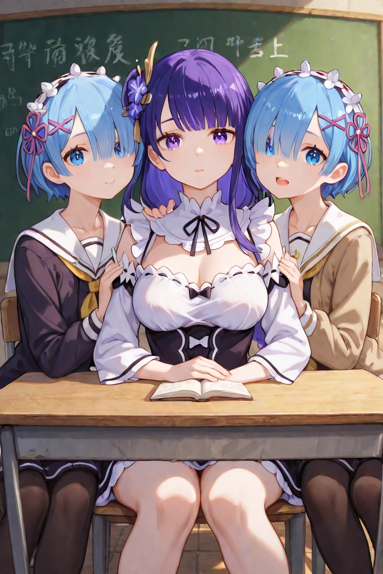 ((((((Harem)))))) (((((woman、5-people、Completely naked　Gather in the center))))) ((((classroom　Large Breasts、Showing nipples　woman器を見せる　Hot face))))　(((Rainbow Hair、short hair　blue eyes　woman　sexy)))，((sunlight))，(smile)，Open your mouth　Shining Background　Shining Edges