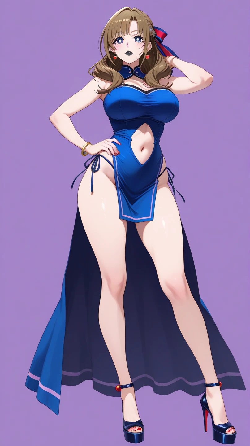 chichi_dbz, standing, solo, large_breasts, Chichi_Bikini_Armor, masterpiece, best quality, detailed face, detailed eyes, highres, I posed erotic,