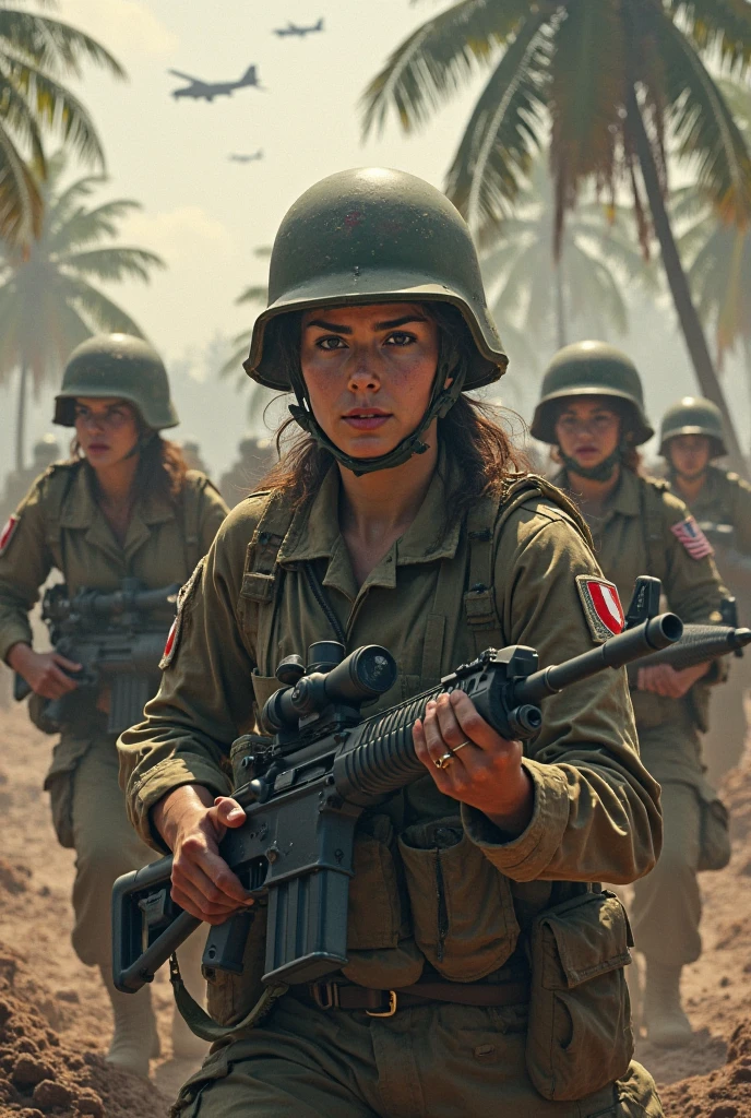 8k, best quality, masterpiece:1.2), (realistic, photo-realistic:1.37), ultra-detailed, Israeli female soldiers wear torn military clothing with open buttons and a red bra visible. ripped oufit, torn outfit, sad face, crying face,