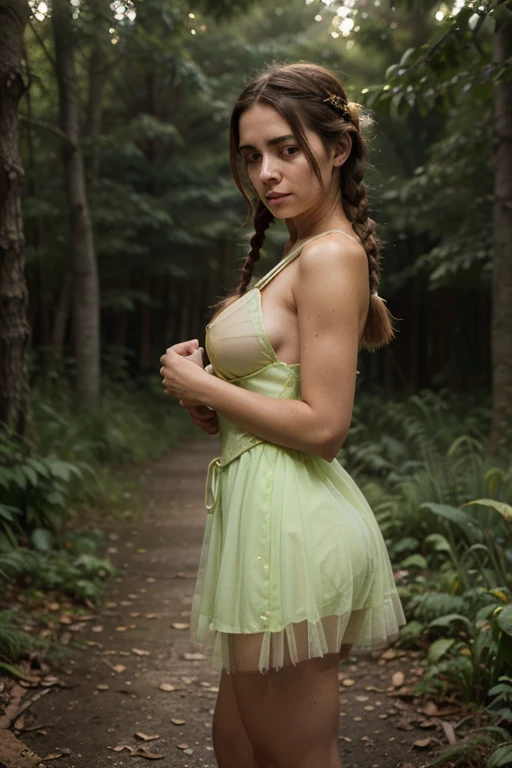(best quality, 8k),beautiful elf girl,loose panties,breathtaking forest,extremely detailed,view from camera under girl's legs,capturing small details