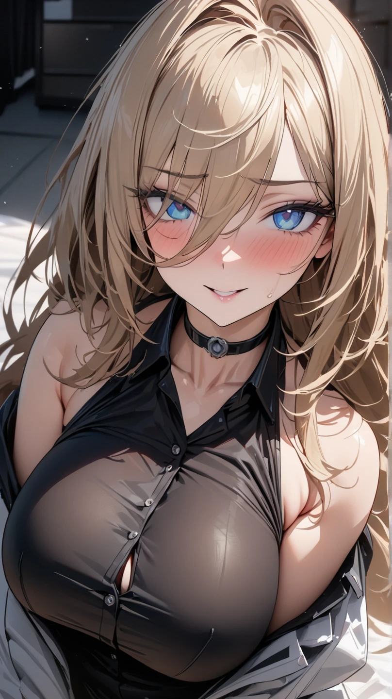 (masterpiece、high quality、high resolution、4K image), transparent eyes、detailed eyes、detailed face、detailed person、turtleneck sweater dress、clothes that kill virginity、Virgin killer sweater、on the bed、Blue archive ichinose asuna, highlight、grayscale