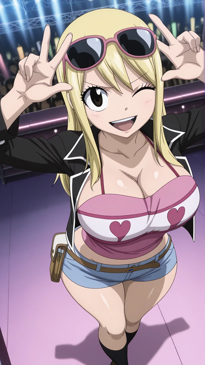 score_9, score_8_up, score_7_up, score_6_up, score_5_up, score_4_up, source_anime(Fairy tail), realistic, 1girl, lucy_heartfilya, breasts, animal_ears, playboy_bunny, solo, pantyhose, rabbit_ears, detached_collar, selfie, blonde_hair, phone, longe_hair, pigtail, brown_eyes, leotard, bow, bowtie, large_breasts, cellphone, wrist_cuffs, v, fake_animal_ears, cleavage, looking_at_viewer, bare_shoulders, smile, tail, bed, blush, holding, black_leotard, skin_fang, smartphone, red_bow, rabbit_tail, fang, holding_phone, indoors, covered_navel, hair_between_eyes, red_bowtie, closed_mouth, collarbone, bangs, strapless, thigh_gap, cowboy_shot, strapless_leotard, highleg_leotard, sex_toy, hairband, fake_tail
