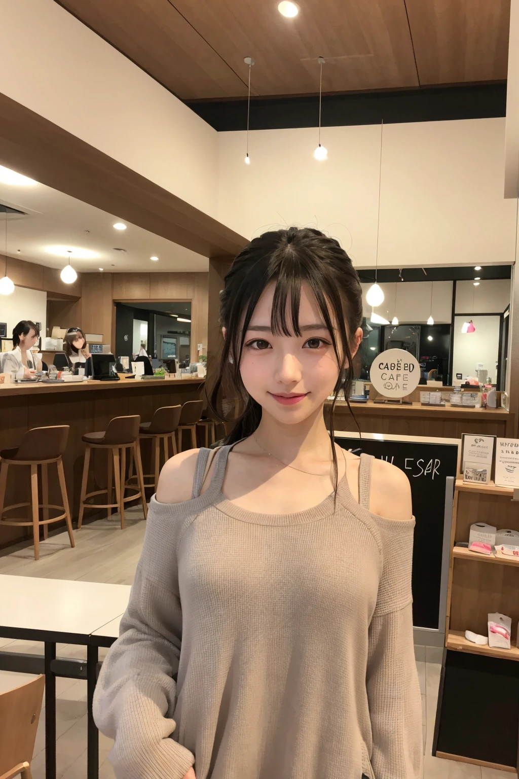 Masterpiece、8k、Very realistic、Japanese、One person、woman、Skinny athletic model body、Flat Chest、tall、Description:whole body、50 years old、(Hairstyle:Bangs(1.6))、At home, in the room、The best smile、clothing:Wearing school uniform(1.6)、
