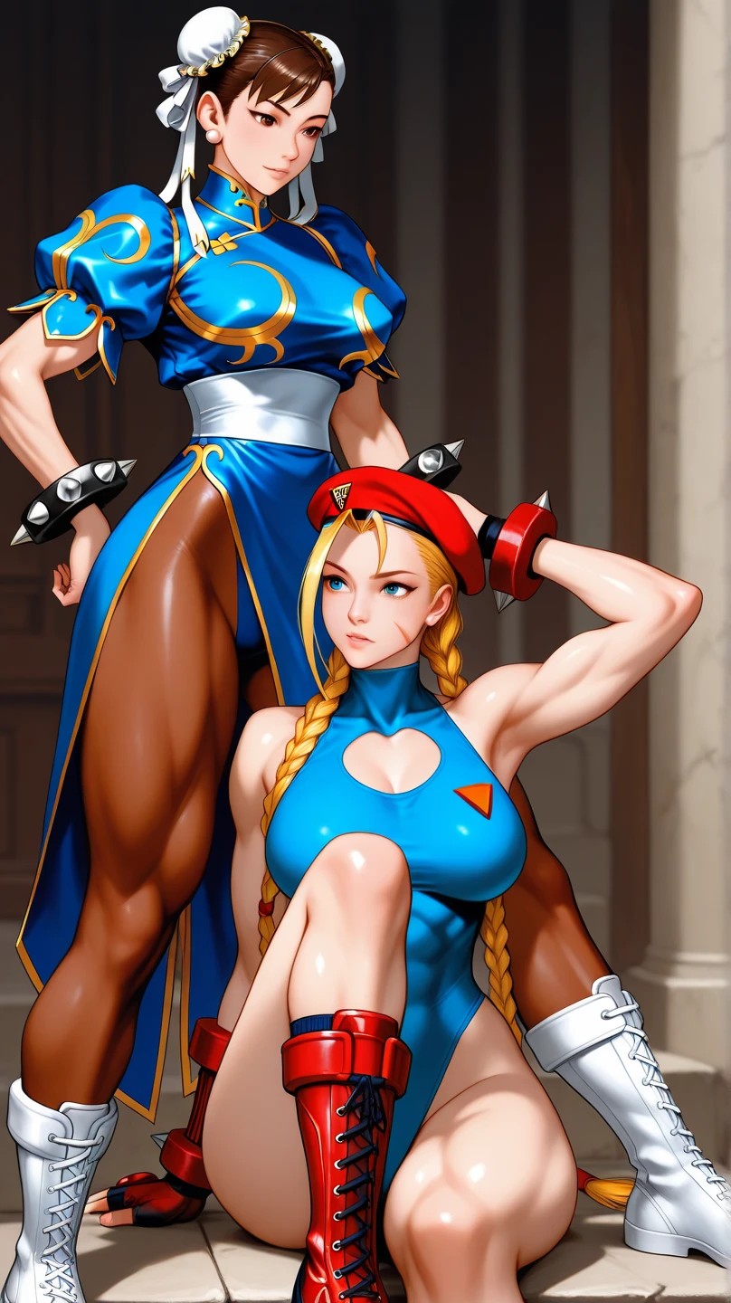 score_9, score_8_up, score_7_up, score_6_up, source_anime, BREAK 1girl, solo,altTiffany, blonde hair, bandana, naked, nude, boxing gloves, red boots, thigh boots, huge breasts, big pussy, big ass, looking at you, grin, sitting, city, blue sky, clouds