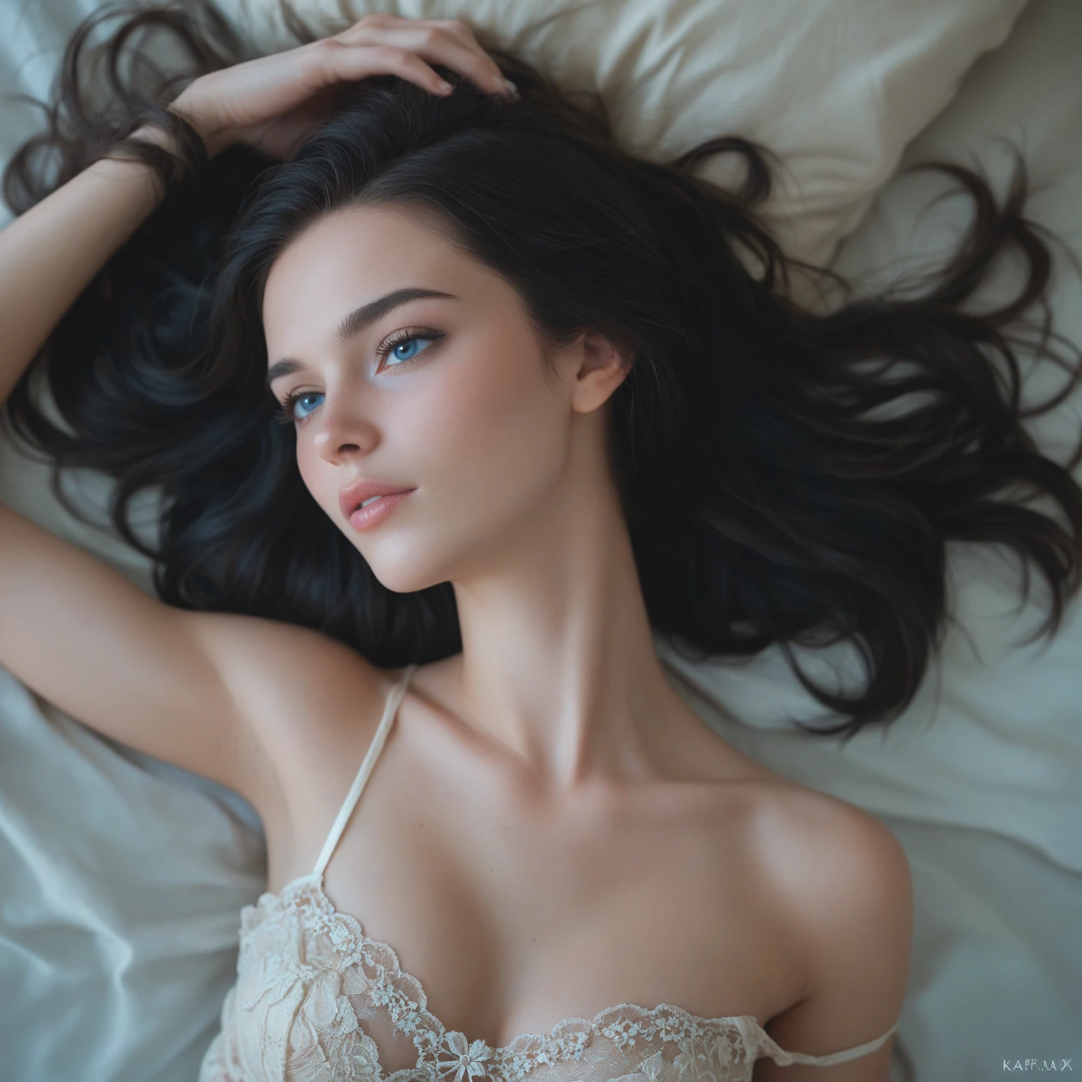 (photorealistic:1.6),(High resolution:1.6),(solo, one woman:1.5),(Black hair:1.3),(long hair:1.5),(amazing orgasm),(Ecstasy),(masochistic),(being sexually tortured),(Fainted face:1.5),(absentminded:1.5),(lie on back in bed:1.5),(be exhausted:1.3),(Reached sexual climax:1.5),(ahegao:1.5),(Blushing:1.3),(Exhausted:1.5),(Saggy breasts),(body feels excited:1.3),(Sheer:1.3),(orgasm face),(Cool Beauty),chuuChloe,(Off the shoulder:1.3)