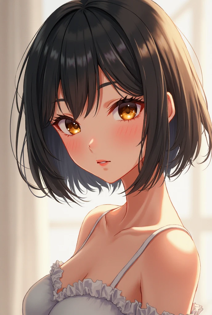 anime girl with short hair and a necklace looking at the camera, a character portrait inspired by Kanō Naizen, trending on Artstation, digital art, photorealistic anime girl render, 8k portrait render, smooth anime cg art, badass anime 8 k, 3 d anime realistic, hyper realistic anime, stunning anime face portrait, detailed digital anime art
