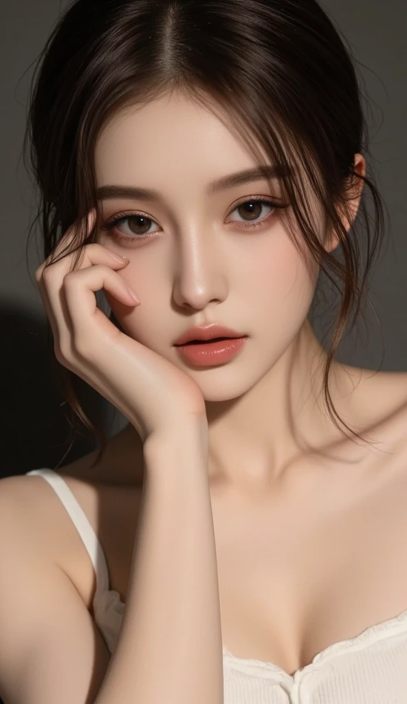 perfect posture, mix4,(64k, RAW photo, best quality, masterpiece:1.2), (realistic, photo-realistic:1.37),1girl,cute,cityscape, night, rain, wet, professional lighting, photon mapping, radiosity, physically-based rendering,, gradient black colour hair, black hair, short curly hair, girl, white ball suit, top quality picture, high resolution, 1080p, (clear face), (detailed facial description), (detailed hand description), (masterpiece), (exquisite CG), extreme light and shadow, messy hair, master's work, rich details, (fine facial features), (highest quality picture), (masterpiece), (detailed eyes),Look ahead with your eyes,Fine collarbone,(huge breast), (squatting pose), (highest hyper realistic:1.3), (highest illustration), (highest resolution), (extremely ultra highest detailed), (best illustration), (beautiful detailed eyes), (ultra highest detailed), (highest masterpiece), (wallpaper), (ultra highest detailed face), (tight abs), (realism photohyperrealistic) , (blushing whitened skin), (Best Quality), (((1 girl))), (hyperrealistic, photo-hyper-realistic:1.37), (ultra-detailed), (cute), (solo), (smile:1.15), (closed mouth) , (beautiful detailed eyes), (((whitened skin))), (skin white), (bright skin), (pretty skin), (fresh skin), (realism photohyperrealistic), (Best Quality), (( big Chest: 1.2)), (bikini: 1.1), (Highly Detailed Face and Skin Texture), (Fine Eyes), (very realistic), (portrait of 20 years old), (perfect beautiful) (face detailed), (cute face), (beautiful eyes), (perfect eyes detailed), (perfect anatomy), (very cute), (64k Resolution), (human hands), (elegant), (detailed hairstyle), (photohyperrealistic), (RAW photo:1.2), (best quality), (ultra high res), (((1 girl))), (medium hair),, (ultra-detailed), (uhd :1.4), (UHQ :1.4) , (photo of nike ardila artis indonesia)