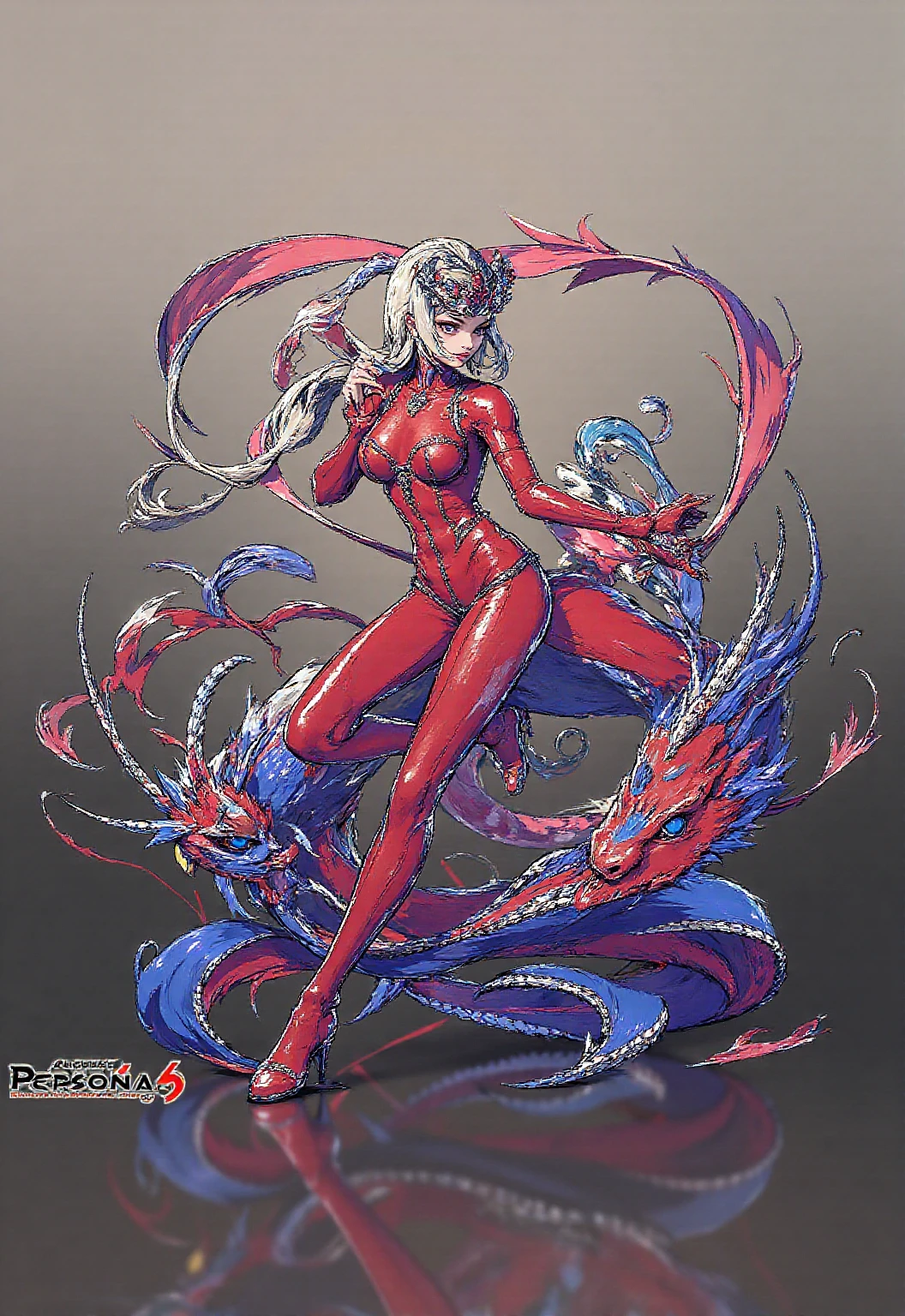 Sexy short-haired red dragon girl