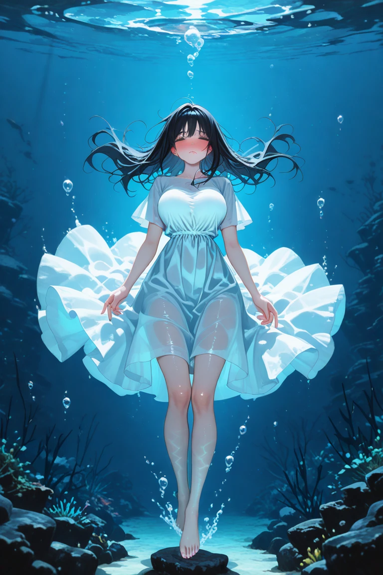 ((underwater photography, under water, underwater photo, In water, deep water,)), 8K resolution, Anime art wallpaper 4k, hd anime wallpaper,