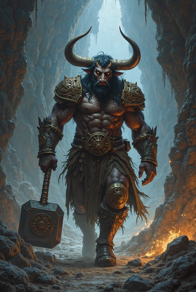 Masterpiece, (d&d concept art), (Goliath gladiator), epic, brutalism, highly detailed, RPG artwork, dungeons and dragons, dark sun, action pose, oil on canvas, grimdark, bold colors, (by Philippe Druillet:1.1), obsidian weapon