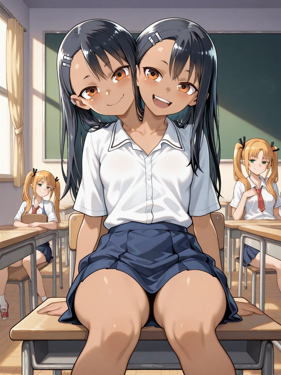 masterpiece, best quality, 2girls, 10yo, (petite), ponytail,
embarrassed, :o, sitting, ????, small breasts, nipples, bottomless, pussy, (school gym:1.1),