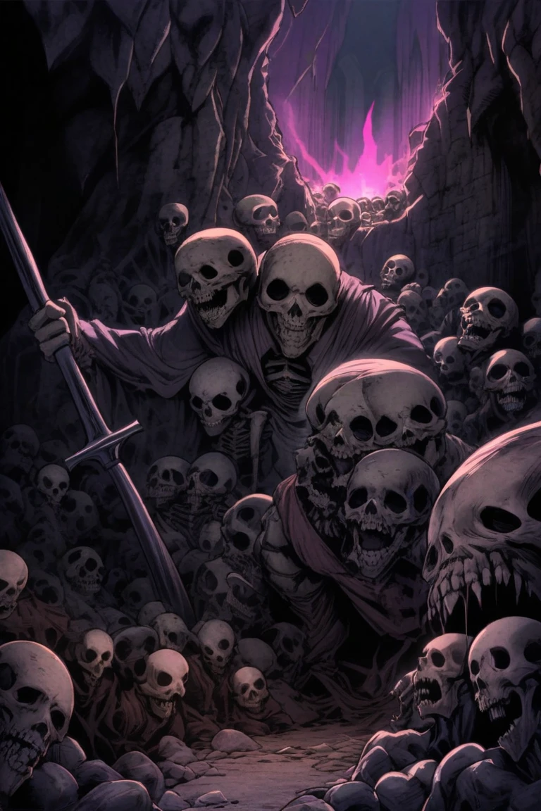 Fine matte painting, skeleton dark angel big wings haunted castle on drawing table full of knives, horror, spookiness, scary, secret horror, tentacles, vines, eyes, uncanny valley effect teeth, limbs, animals, blood moon