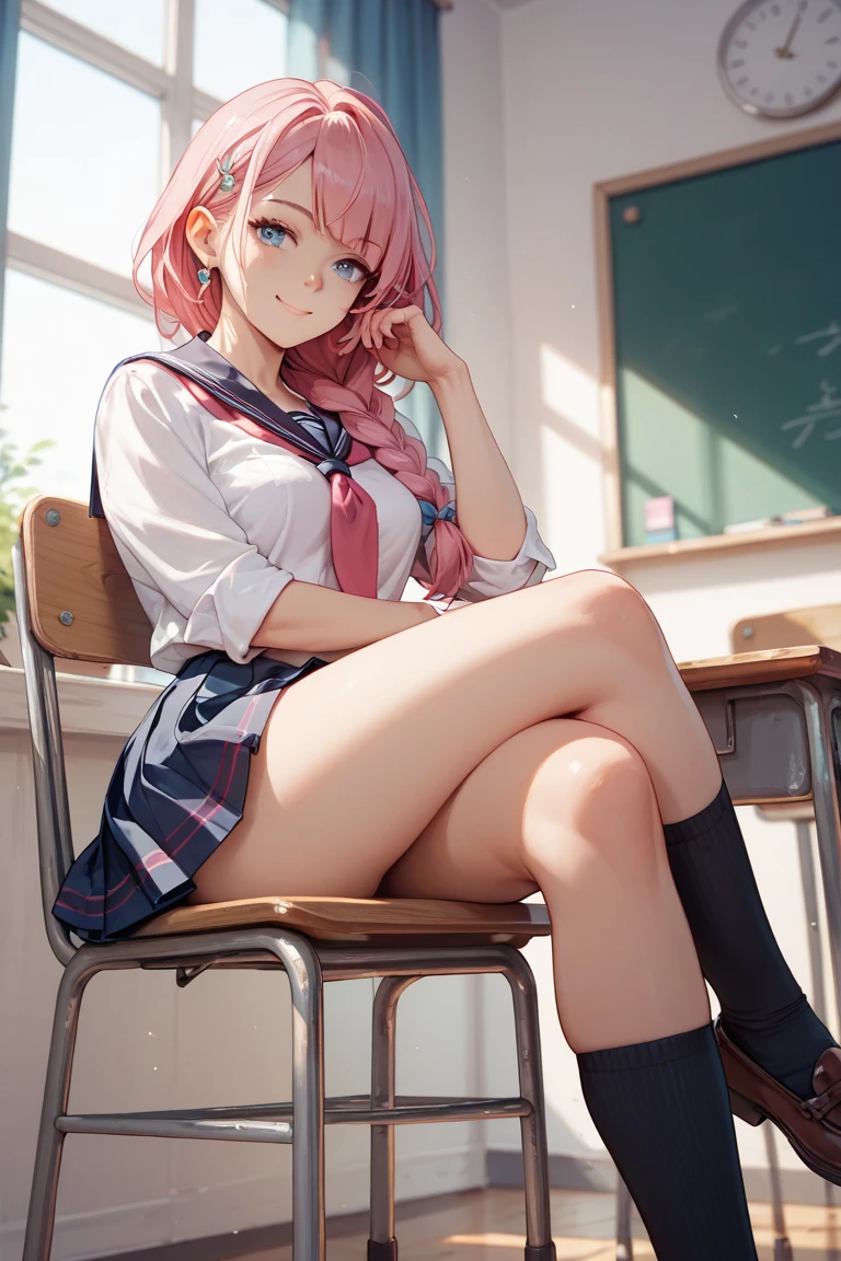 masutepiece, One girl, Solo, School Stockings, School uniform, Very delicate eyes, Nice face, Cute, 8K