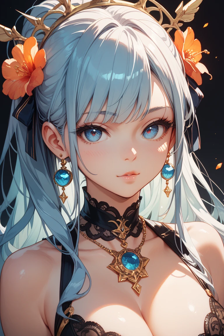 (masterpiece:1.2), (best quality:1.2), (ultra-detailed:1.2), finely detail, perfect anatomy, one girl, Blue and yellow hair, long hair, slit eyes, gradient hair, expressionless face, long, light blue eyelashes,