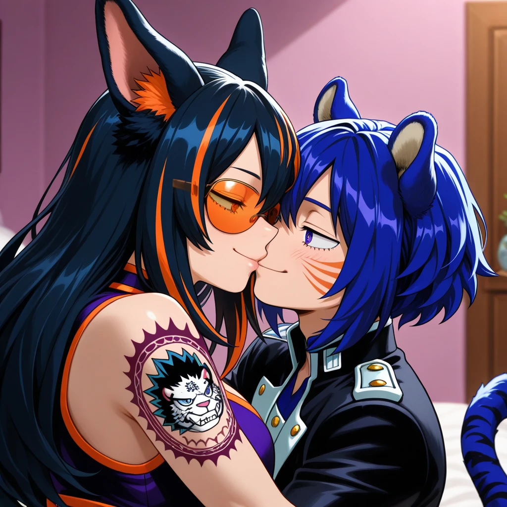 nsfw,vulgarity,extremely detailed CG,unity 8k wallpaper,beautiful detailed eyes,perfect anatomy,novel illustration,high resolution,ultra-detailed,masterpiece,super detailed skin,height difference,1boy , 1girl, NishinoFlower,futanari,futanari,testicles,covered penis,horse girl, purple eyes, horse ears, horse tail, black hair, short hair, blunt bangs, x hair ornament, pink hairband, flat chest,{{abs}},full body Shot,dollsuit,bitch ,cockslut, whore, {{bald faceless male}},hetero,doggy style,intercourse with a man,vaginal penis,excessive cum,bedroom,cum on body,cum on breasts,cum on clothes,cum on hair,pojecile cum,creampie,pussy cum,cumdump