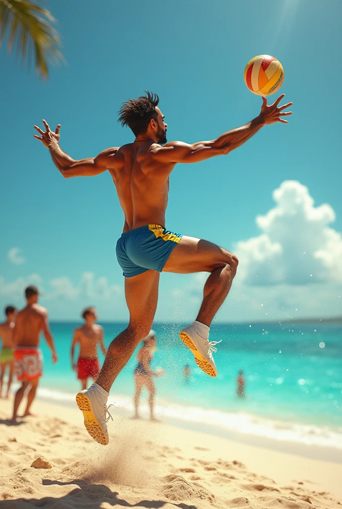 Ronaldo playing volleyball 
