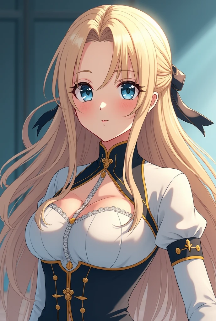 (best quality:1.5, highres, UHD, 4K, detailed lighting, shaders), yellow floral haired, gradient hair, large breasts, maid cafe clothes, mature woman , (pov), white background, colorful eyeshadow, dramatic lighting, sparkling eyes, sensual expression, golden earrings, flowing hair, delicate facial features, white skin, high cheekbones, urban setting, white background, dont look for the camera, behind the camera