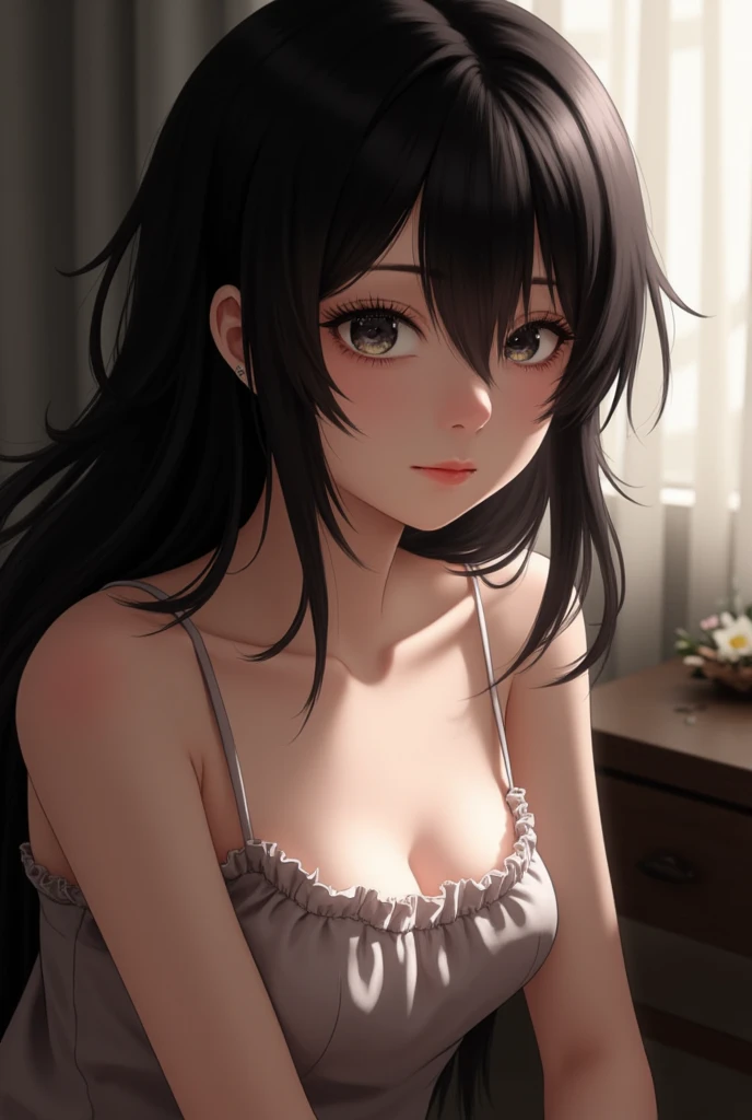 (8K、RAW photo、highest quality、masterpiece:1.2)、1 girl、22 years old、beautiful face、beautiful eyes、embarrassed look、sleep on the bed、In underwear、bra、panties、embarrassing、blush、cover your chest with your hands、big chest