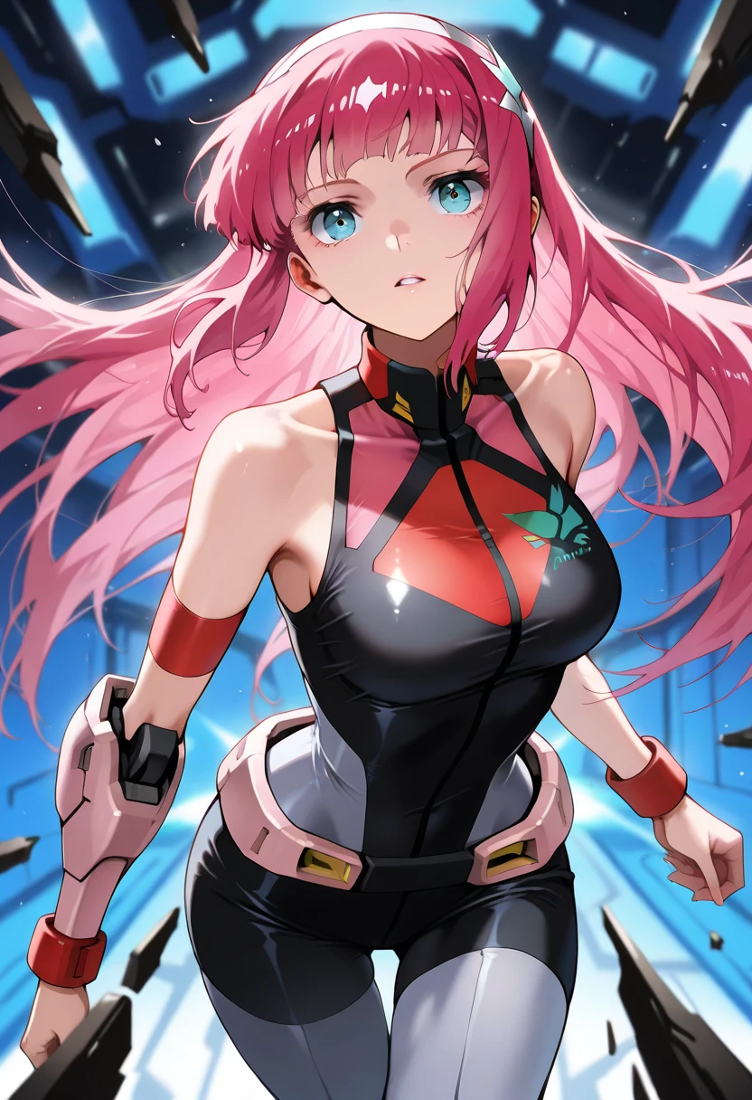 Highly detailed, anime, 2 girls, fuchsia colored hair, split-color hair, prinz eugen's hairstyle, sage-green colored hair, detailed eyes, busty, gorgeous chunky body, special agent clothes, serious expression, twins, 2 girls