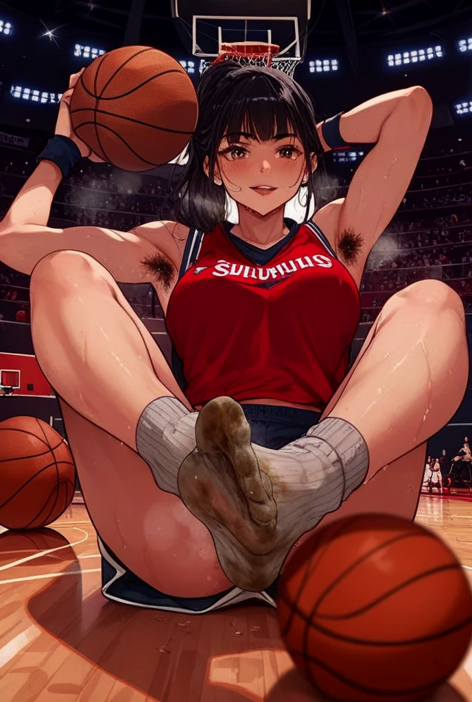 oNE GIRLL, basketball OUTFIT, RIPPED CLOTHES, DIRTY, SWEATING, NIPPLE, WET PUSSY