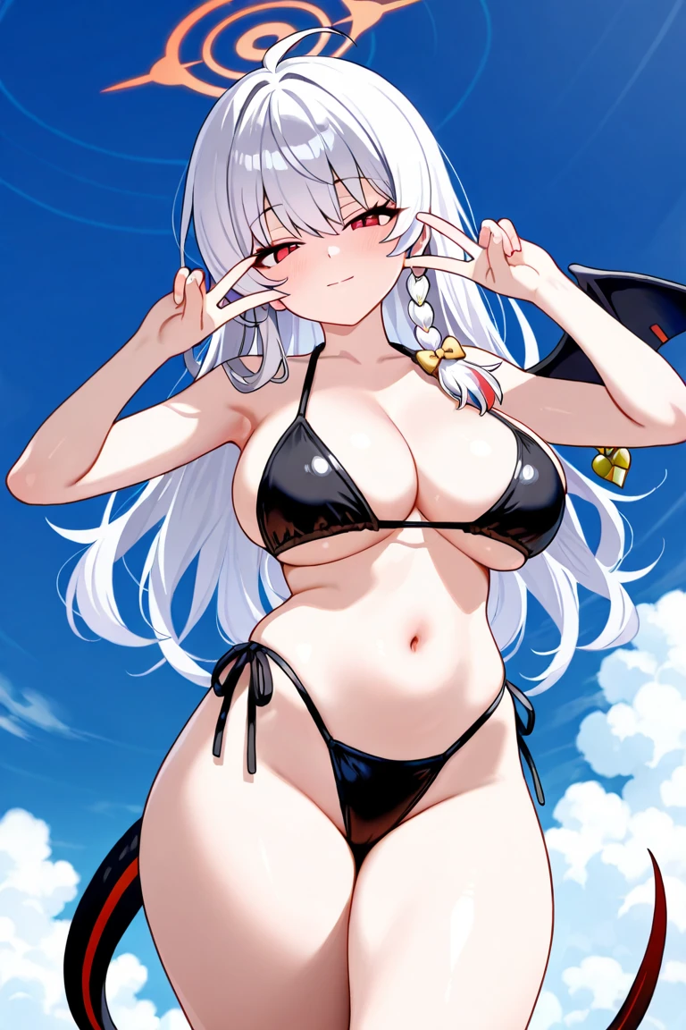 ((((Chest close-up,high quality,High resolution,One young girl)))),
(((Flexible body,Very large breasts,Big thighs,Estrus))),
(Very wet,Sweating profusely,Large amount of steam),
Very risqué bikini,Big sleeves,Big ribbon,Stall,Thigh-high boots,
Sandy Beach,night,A lot of semen all over the body,