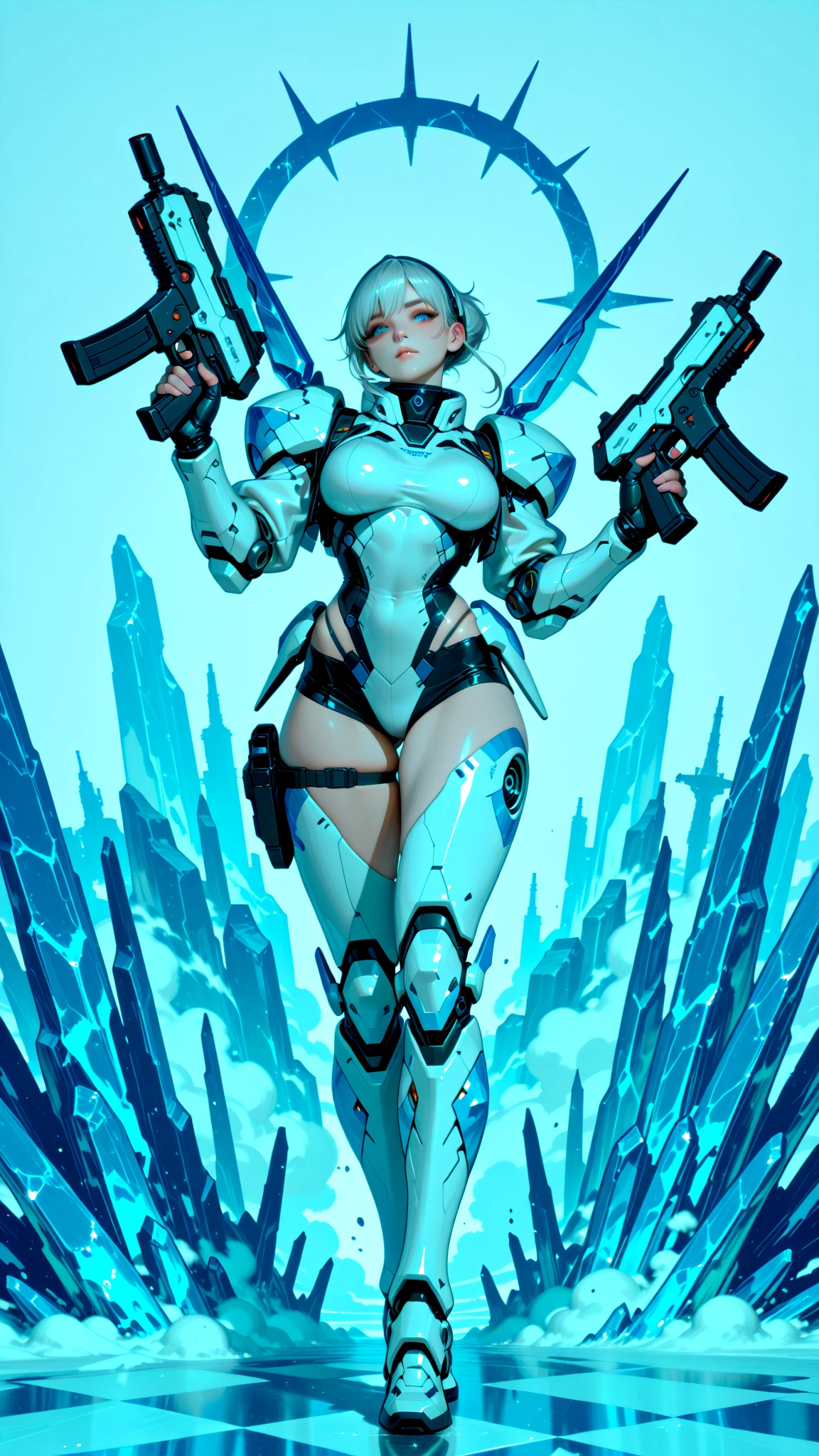 8K uhd, materpiece, a beautiful girl, detaild eye, good face, detaild eyebrow, cyberpunk outfit, white outfit, cyberpunk, Cyberspace, cyberpunk shining background, neon effect, Spreading lighting, red lighting, whole body capture,full body,big tits ,big tits