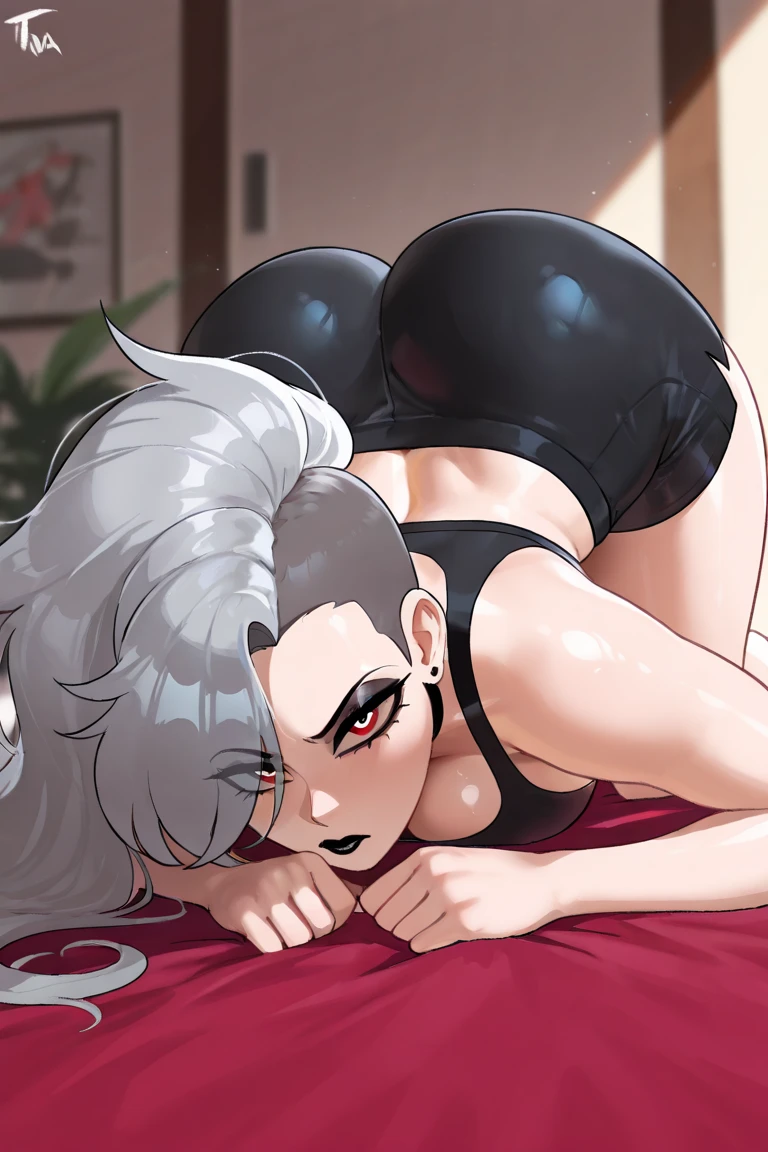 loona from helluva boss releases all her seminal fluid and screams with all her might with pleasure, with a young man of 20 who fucks him very hard