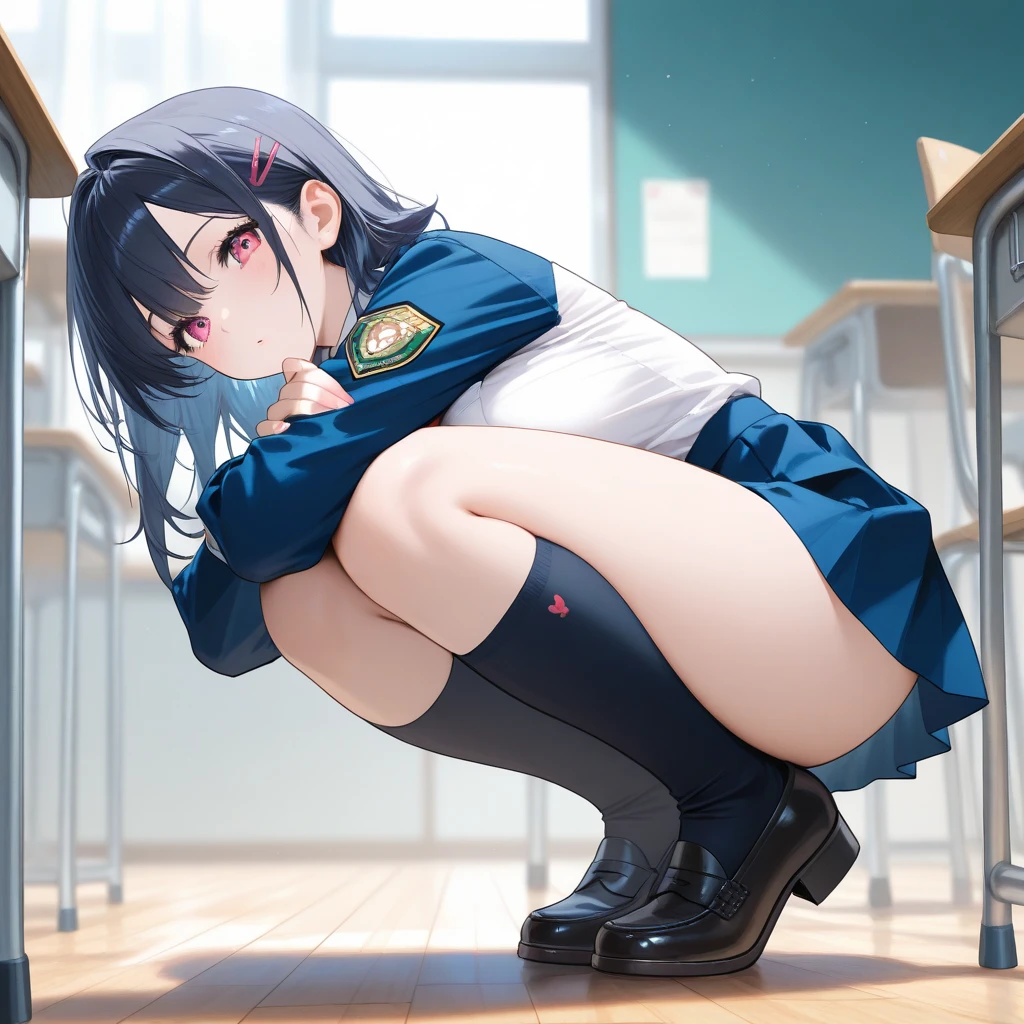 BREAK Perfect Anatomy、Highest quality、(High resolution:1.2)、Unbelievably absurd:1.3、Incredible illustrations、(Cute illustrations:1.2)、nsfw,(Beautiful background、night、classroom)、1girl is Captain Houshou Marine(((9 years old female,short stature 1.2meters, slim 25kg))))(flat chest)( Sex preparation:1.2、top-down bottom-up),(public indecency,(((shackles,))))、(breathless,trembling,),pussy juice:1.2,How(anal,Sex),How in ass,(1fat boy),penis ,(school uniform,garter belt)(dutch angle)