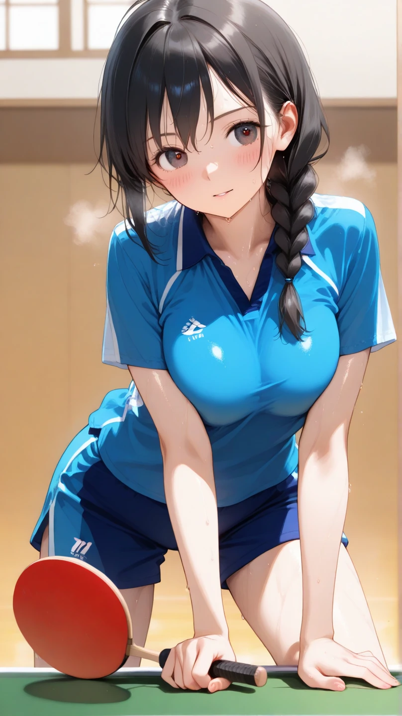 (highest quality, masterpiece:), ultra-high resolution, two women in gym uniforms standing side by side, night, in the pub, Japanese model, young and beautiful gravure idol, squatting, spread legs:1.3, tight, wearing a gym uniforms, high leg, gigantic breasts, puffy nipple:1.4, bangs, wavy long hair, ponytail, earrings, beauty, victory smile, mature woman, please face forward and look at the camera,