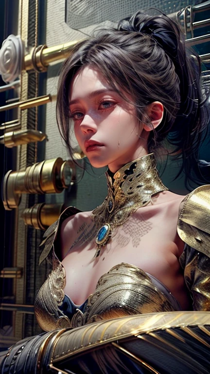 ((best quality)), ((masterpiece)), ((Practical)), (detailed), (photoPractical:1.5), Futuristic girl, (Thick body), (White tights), The lamp on the armor, Cybernetic headdress, Looking at the audience, Dynamic poses, Post-apocalyptic, Destroyed city background, The building is on fire, Science fiction, HDR, Ray Tracing, nvidia RTX, Super Resolution, Unreal 5, Subsurface scattering, PBR Textures, Post-Processing, Anisotropic filtering, Depth of Field, Maximum clarity and sharpness, Rule of Thirds, 8K Native, (Glowing particles:1.4), (extremely detailed cg, Unity 8K wallpaper, 3d, Movie Lighting, lens flare), Reflection, Clear focus, Cyberpunk Art, Cyberpunk Architecture,