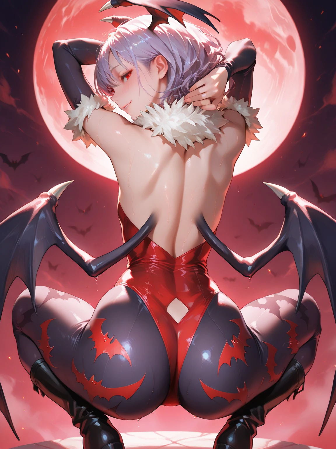 funeral kimono,(demon tail:1.2),ass,snake eyes
